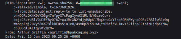 DKIM-Signature header showing d=elasticemail.com and List-Unsubscribe — third-party email relay used for phishing delivery